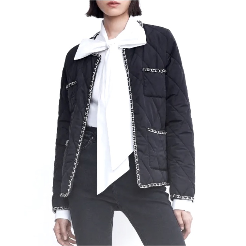 SOLD / URban Revivo Contrast Trim Quilted Coat - Picture 1 of 1